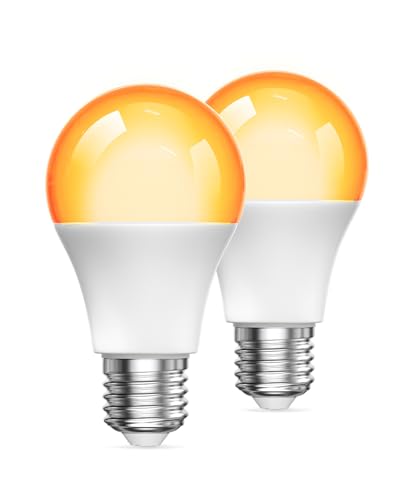 Aurahome E27 LED Glühbirne 2000K, Bernstein Warmlicht Blaulicht-Blockierung Nachtlicht 9W (Ersetzt 60W E27 Leuchtmittel Weiches Warmweißes für Schlafzimmer, Gesunder Schlaf, Babyzimmerlicht, 2 Stück von Aurahome