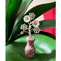 sterling Silber Miniatur Blumen Marmor Vase Mini von AuraleeCompany