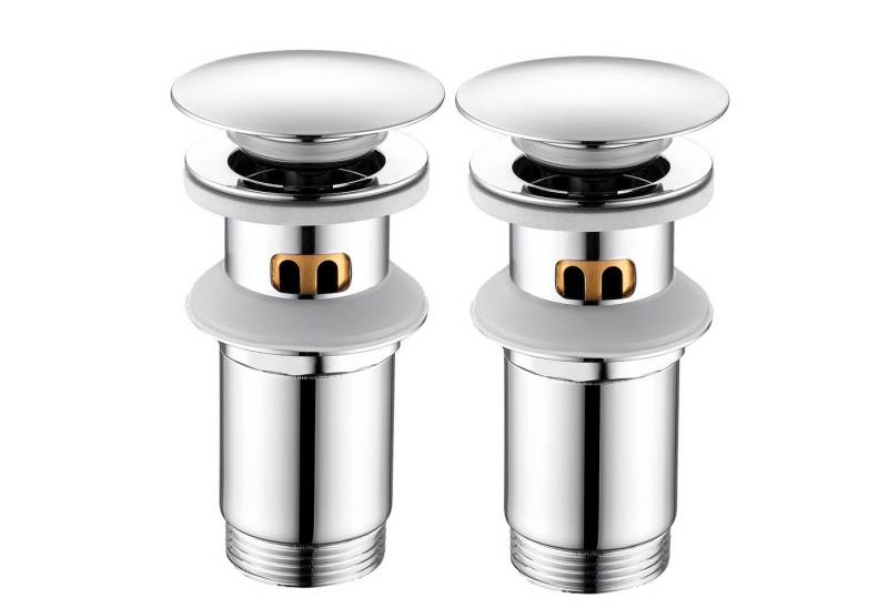 Auralum Max Ablaufventil 2x Universal Ablaufgarnitur POP UP Anti-Blocking Auslaufsicher Abfluss, mit Überlauf und Siebkörbchen Waschbeckenstöpsel Ablaufventil von Auralum Max