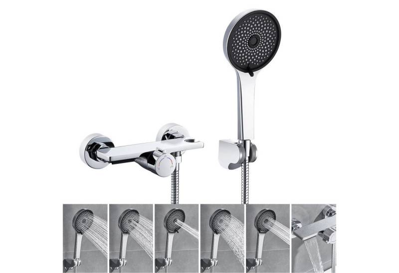 Auralum Max Brausegarnitur Badewannenarmatur mit Handbrause Wasserfall Wasserhahn Badewanne, 5 Strahlart(en), Chrom Mischbatterie Duscharmatur mit 5 Funktionen von Auralum Max