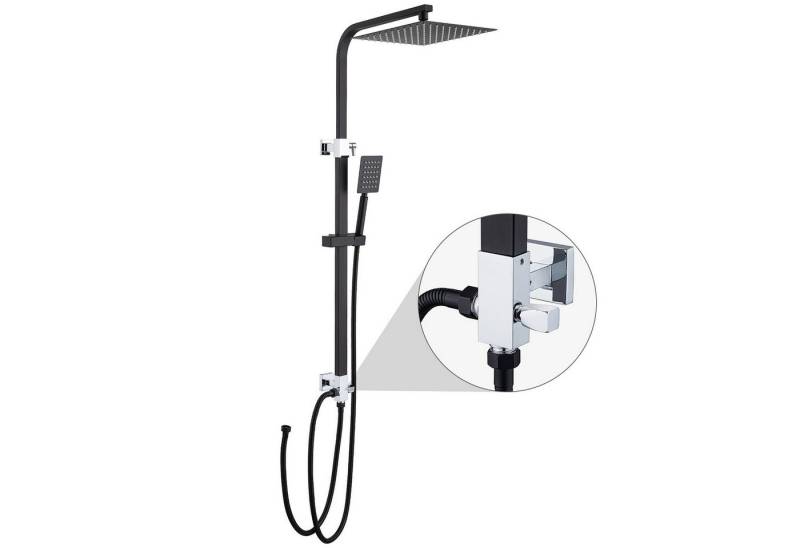 Auralum Max Brausegarnitur Duschsystem Duschstange mit Regendusche höhenverstellbar Duschset, Schwarz von Auralum Max