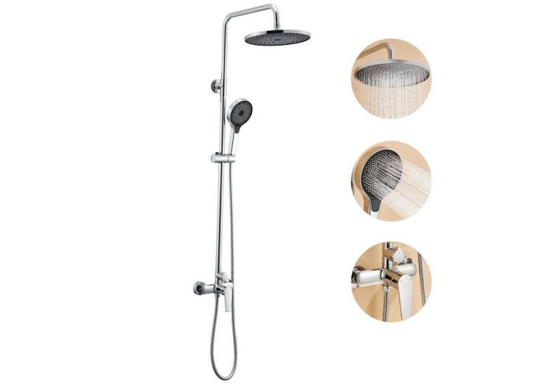 Auralum Max Duschsystem 2-Funktion Duscharmatur Regendusche Duschset Duschsäule mit Handbrause, Duschkopf Badezimmer Dusche von Auralum Max