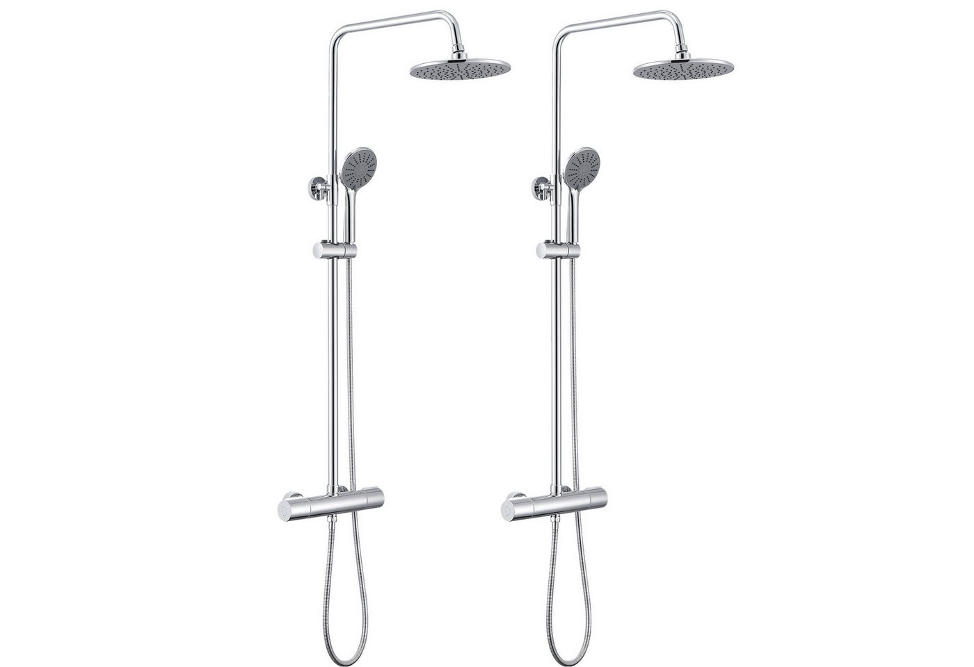 Auralum Max Duschsystem 2er Set Duschsystem mit Thermostat Duscharmatur Duschset Duschkopf, 3 Strahlart(en), Badezimmer Regendusche inkl. Überkopfbrause von Auralum Max