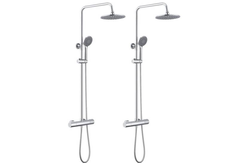 Auralum Max Duschsystem 2er Set Duschsystem mit Thermostat Duscharmatur Duschset Duschkopf, 3 Strahlart(en), Badezimmer Regendusche inkl. Überkopfbrause von Auralum Max