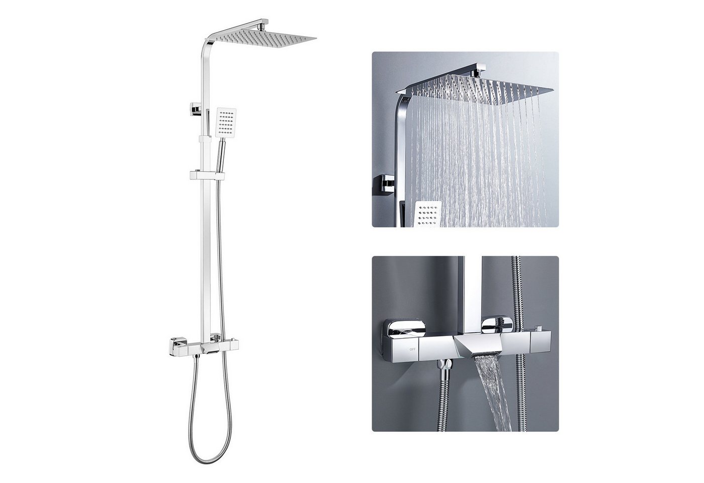 Auralum Max Duschsystem 3 Funktion Thermostat Duschsystem Regendusche mit Duscharmatur, Duschset Duschsäule Auralum Max Duschsystem 3 Funktion Thermostat Duschsystem Regendusche mit Duscharmatur, Duschset Duschsäule von Auralum Max