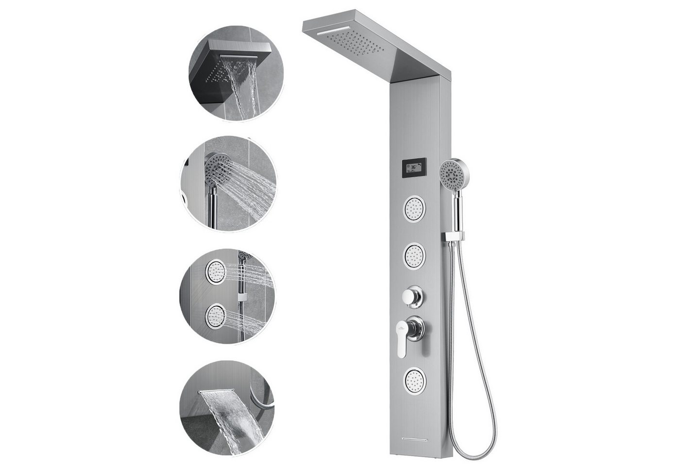 Auralum Duschsystem 5-Funktion LED Duschpaneel Badezimmer mit Dusch Duschsäule Handbrause, Duschset Edelstahl Auralum Duschsystem 5-Funktion LED Duschpaneel Badezimmer mit Dusch Duschsäule Handbrause, Duschset Edelstahl von Auralum
