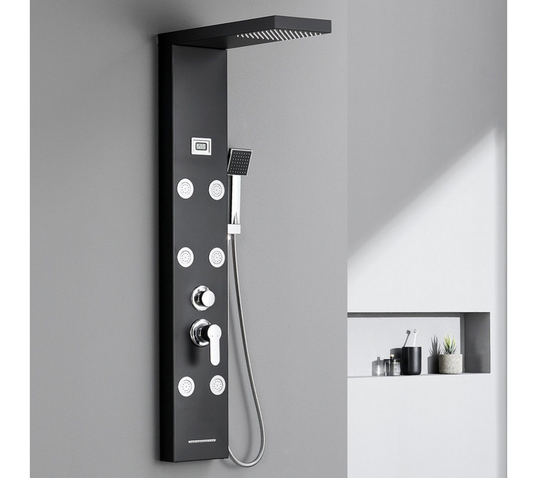 Auralum Max Duschsystem Brausegarnitur LCD Duschpaneel Regendusche Massagedusche, Handbrause, 4 Strahlart(en), Multifunktion Duschpaneel Edelstahl für Badezimmer Dusche von Auralum Max