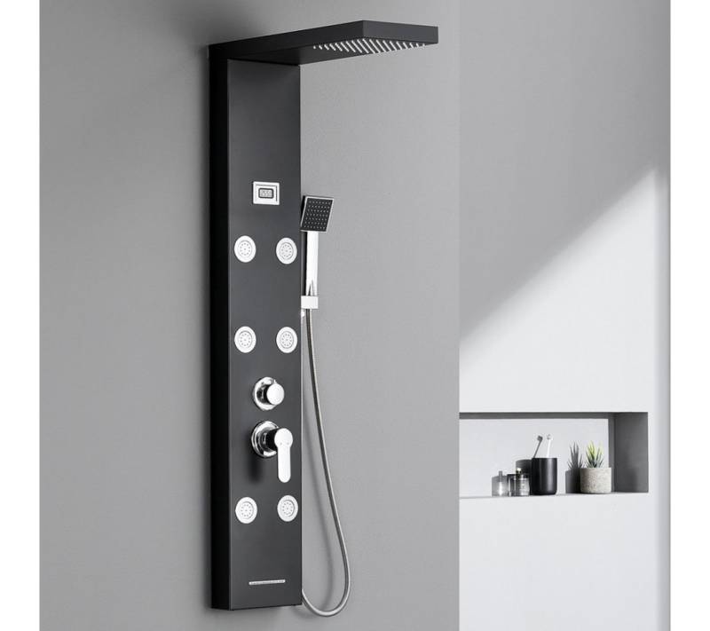 Auralum Max Duschsystem Brausegarnitur LCD Duschpaneel Regendusche Massagedusche, Handbrause, 4 Strahlart(en), Multifunktion Duschpaneel Edelstahl für Badezimmer Dusche von Auralum Max