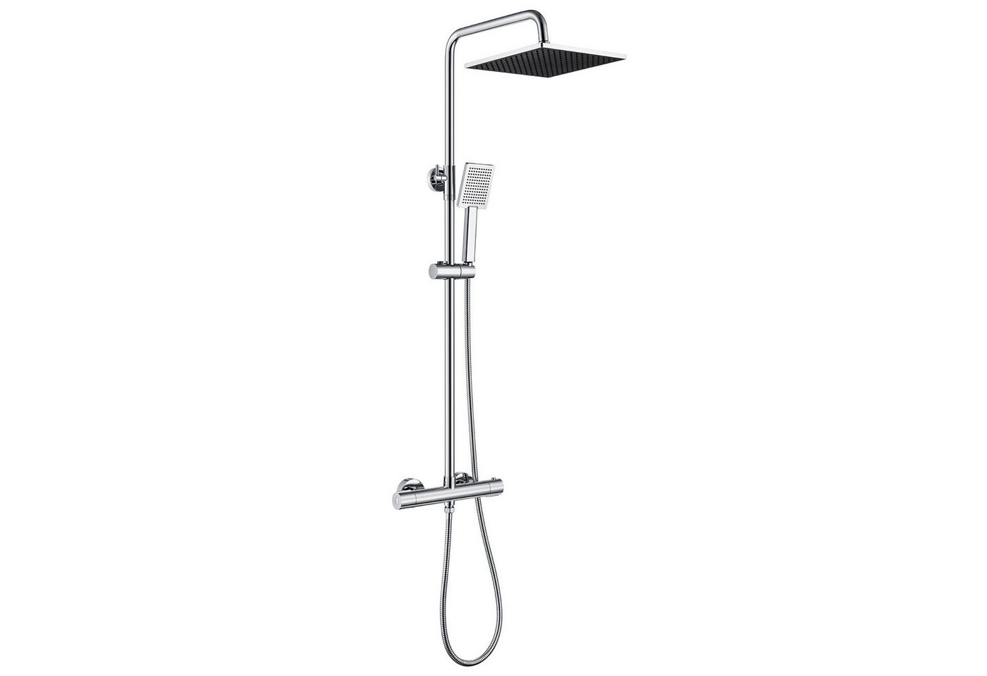 Auralum Max Duschsystem Brausegarnituren Wandmontage Duschset mit Thermostat 38℃ verstellbare, Höhe 124.5 cm, 2 Strahlart(en), Duschstange aus Edelstahl Mit Handbrause von Auralum Max