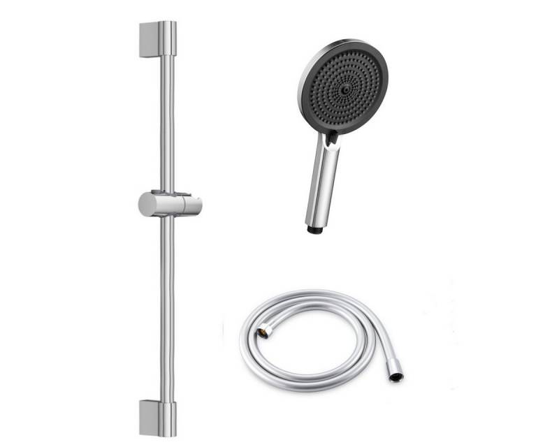 Auralum Max Duschsystem Chrom Duschset mit 4-Funktions-Handbrause, PVC-Brauseschlauch, Höhe 57 cm, 1 Strahlart(en), Höhenverstellbar von Auralum Max