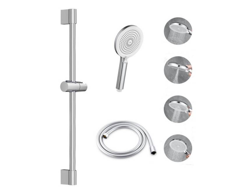 Auralum Max Duschsystem Chrom Duschset mit 4-Funktions-Handbrause, PVC-Brauseschlauch, Höhe 57 cm, 1 Strahlart(en), Höhenverstellbar von Auralum Max