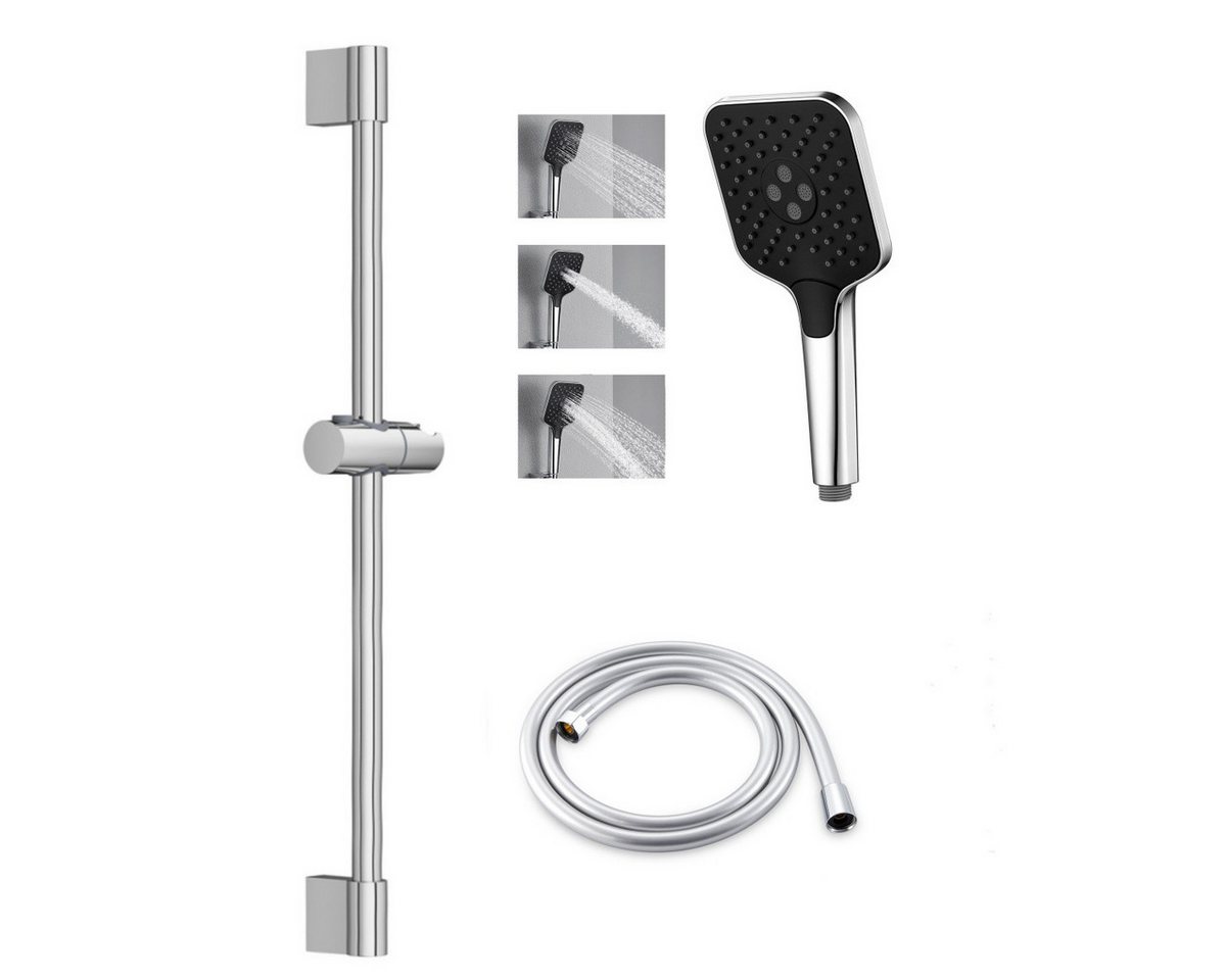 Auralum Max Duschsystem Chrom Duschset mit Handbrause und PVC-Brauseschlauch Höhenverstellbar, Höhe 57 cm, 1 Strahlart(en), PVC-Brauseschlauch von Auralum Max