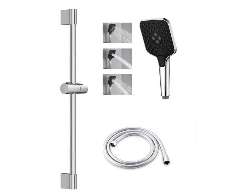 Auralum Max Duschsystem Chrom Duschset mit Handbrause und PVC-Brauseschlauch Höhenverstellbar, Höhe 57 cm, 1 Strahlart(en), PVC-Brauseschlauch von Auralum Max