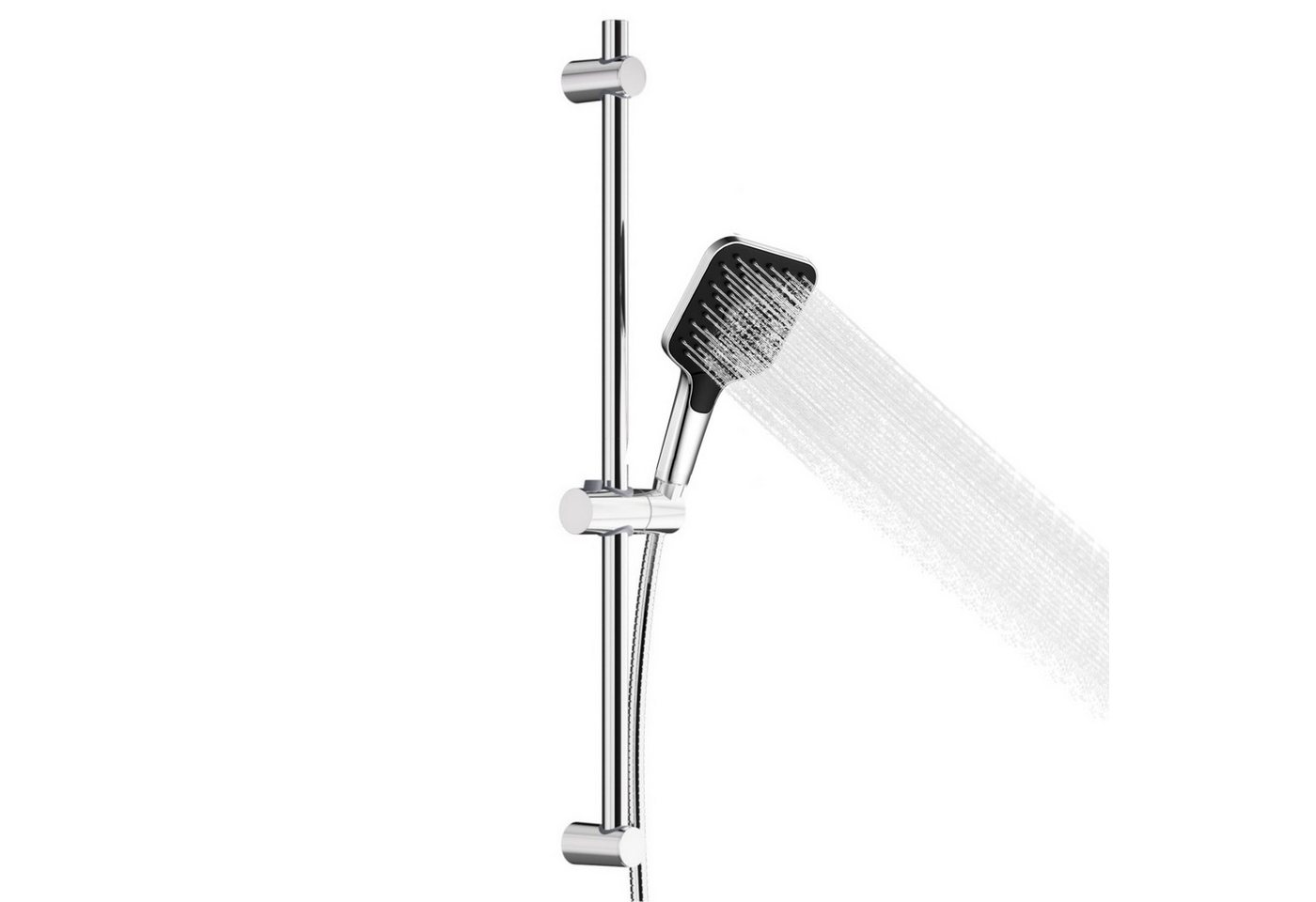 Auralum Max Duschsystem Duschset mit 3-Funktions-Handbrause, Edelstahl-Brauseschlauch Chrom, Höhe 57 cm, 1 Strahlart(en), Höhenverstellbare Duschstange von Auralum Max