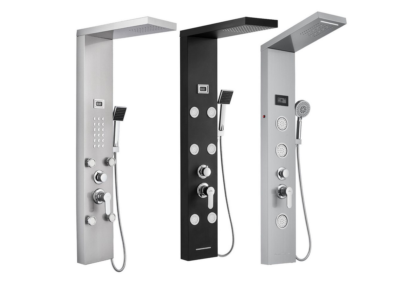 Auralum Max Duschsystem LCD Duschpaneel Regendusche Edelstahl Duscharmatur Massage Duschsäule, 3 Strahlart(en), mit Massagedüsen Handbrause und Überkopfdusche von Auralum Max