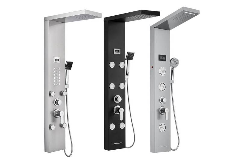 Auralum Max Duschsystem LCD Duschpaneel Regendusche Edelstahl Duscharmatur Massage Duschsäule, 3 Strahlart(en), mit Massagedüsen Handbrause und Überkopfdusche von Auralum Max