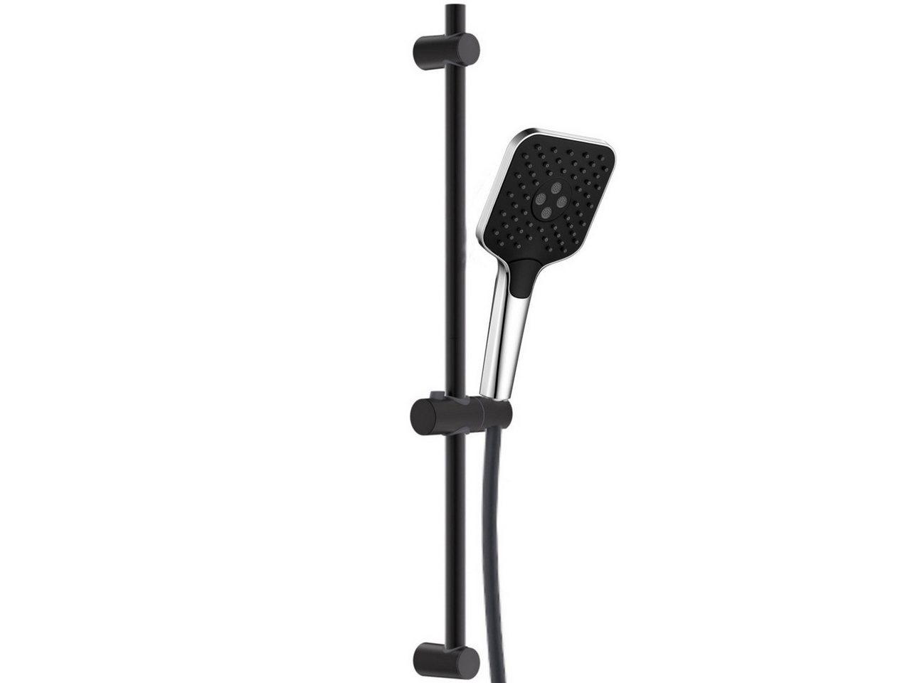 Auralum Max Duschsystem Schwarz Duschset: Edelstahl Duschstange mit Handbrause, Höhe 57 cm, 1 Strahlart(en), ohne Wasserhahn, höhenverstellbar von Auralum Max