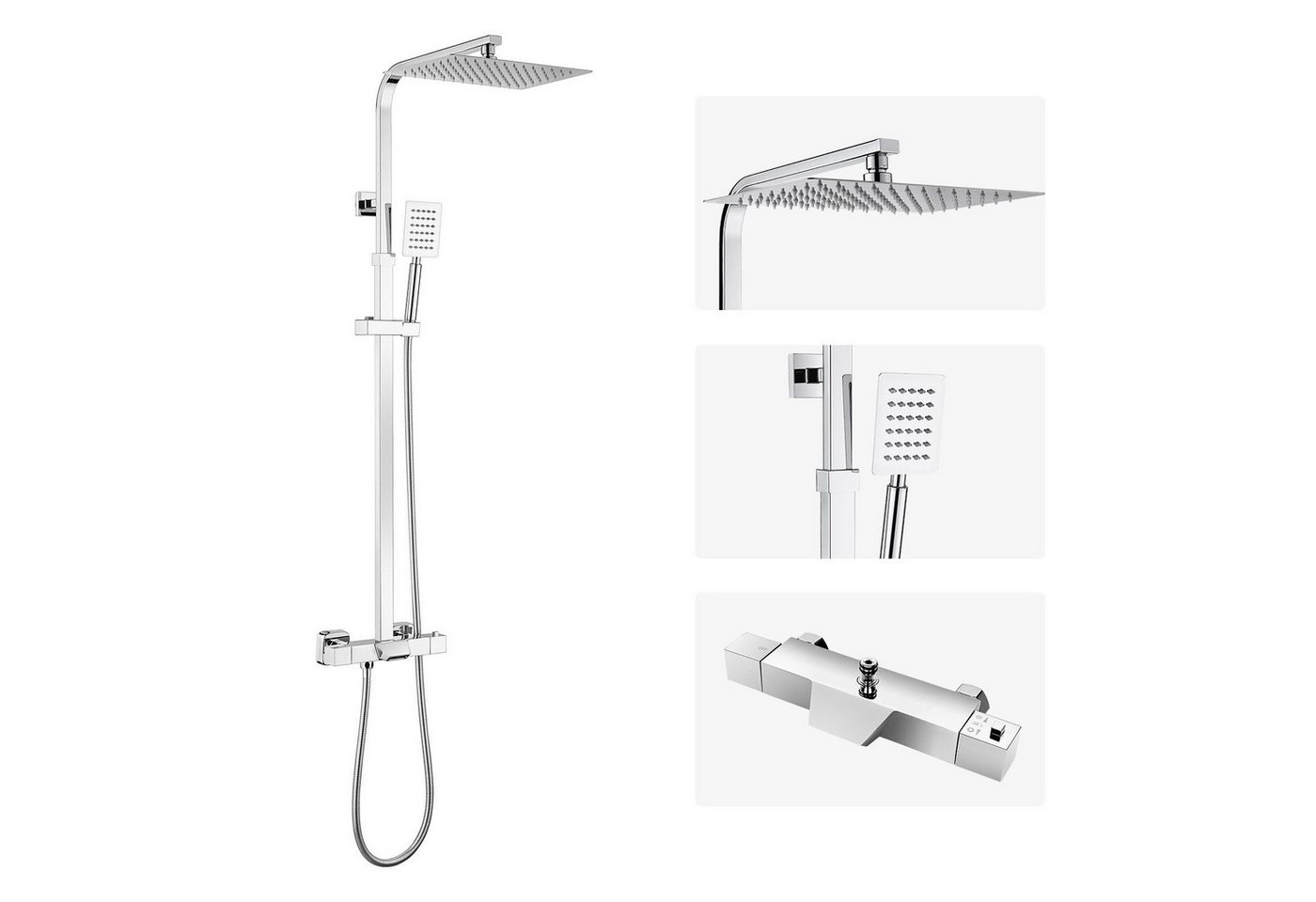 Auralum Max Duschsystem Thermostat Duschsystem Regendusche 3 Funktione Duscharmatur, mit Duschkopf, Handbrause, Badewannenarmatur Auralum Max Duschsystem Thermostat Duschsystem Regendusche 3 Funktione Duscharmatur, mit Duschkopf, Handbrause, Badewannenarmatur von Auralum Max