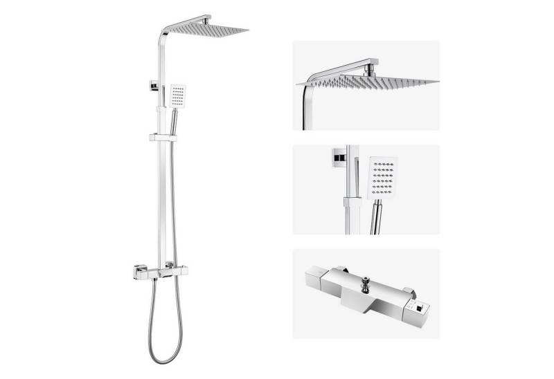Auralum Max Duschsystem Thermostat Duschsystem Regendusche 3 Funktione Duscharmatur, mit Duschkopf, Handbrause, Badewannenarmatur von Auralum Max
