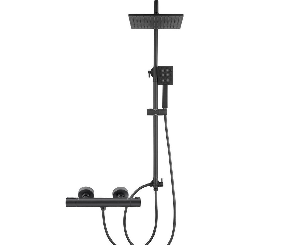 Auralum Max Duschsystem mit Armatur Thermostat-Duschsäule 25.4cm Rechteck Regendusche, Höhe 109 cm, 2 Strahlart(en), dusche brausegarnitur von Auralum Max