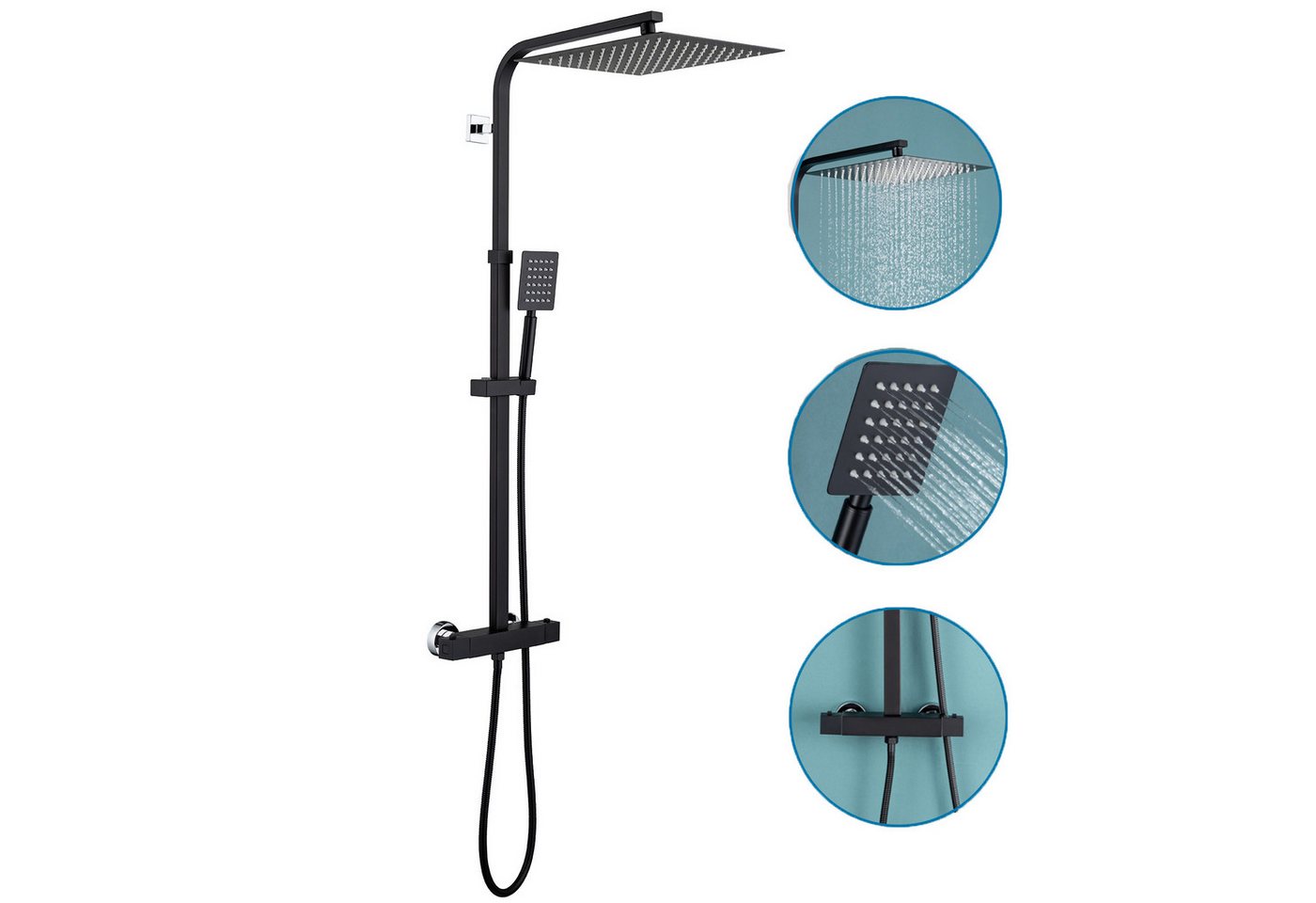 Auralum Max Duschsystem mit Thermostat Duscharmatur Regendusche Duschset Duschsäule Dusche, mit 30 x 30 cm Quadrat Regenbrause Auralum Max Duschsystem mit Thermostat Duscharmatur Regendusche Duschset Duschsäule Dusche, mit 30 x 30 cm Quadrat Regenbrause von Auralum Max