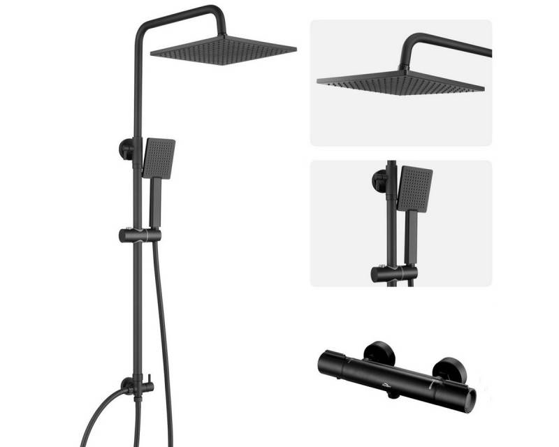 Auralum Max Duschsystem mit Thermostat und Duschsäule mit Handbrause Regendusche, Höhe 109 cm, 2 Strahlart(en), Duscharmatur von Auralum Max