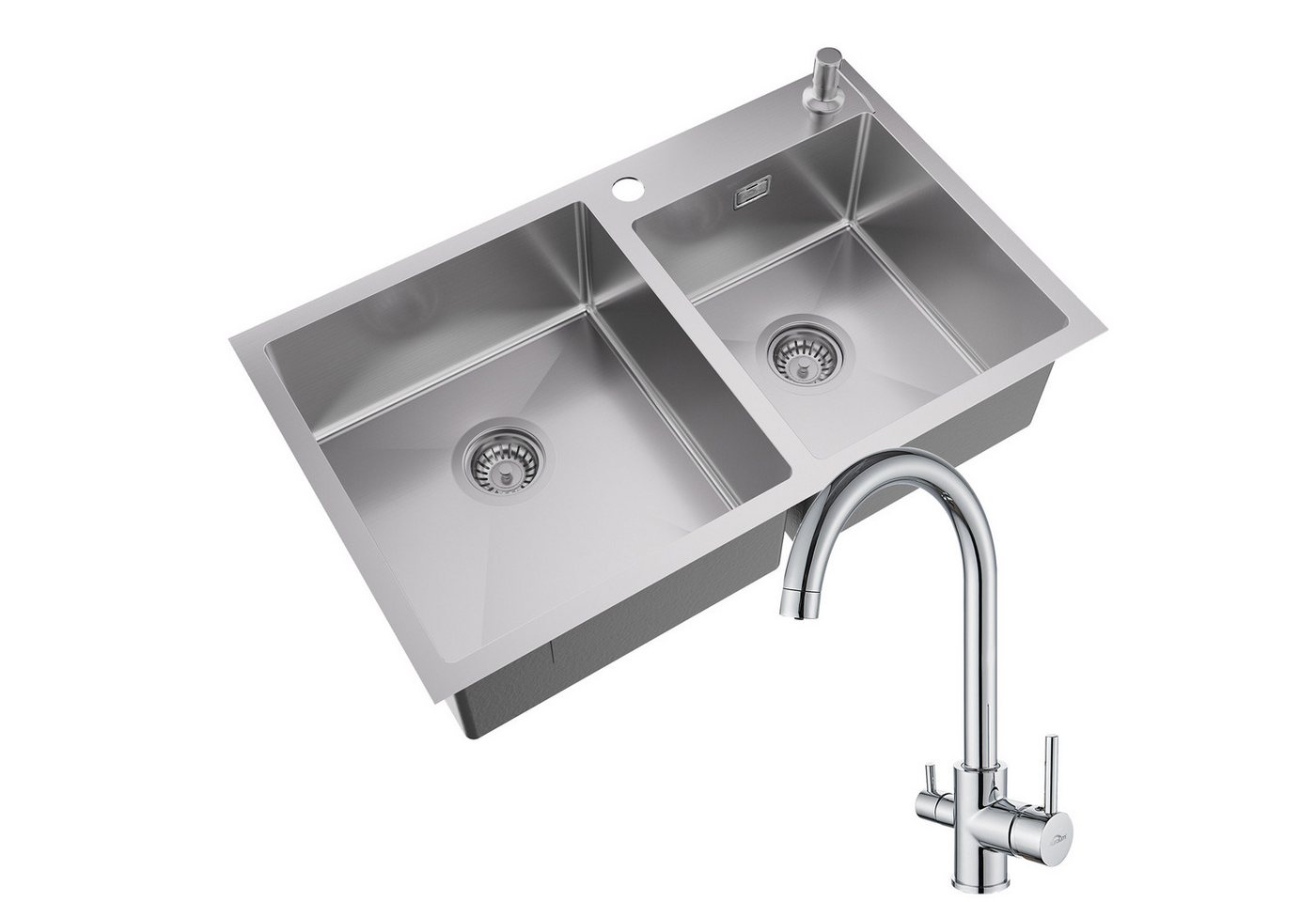 Auralum Max Edelstahlspüle Küchenspüle Siphon Einbauspüle 75x45 cm Spülbecken mit Trinkwasserhahn, Spüle mit Seifenspender und 3 Wege Küchenarmatur,Gebürstet Auralum Max Edelstahlspüle Küchenspüle Siphon Einbauspüle 75x45 cm Spülbecken mit Trinkwasserhahn, Spüle mit Seifenspender und 3 Wege Küchenarmatur,Gebürstet von Auralum Max