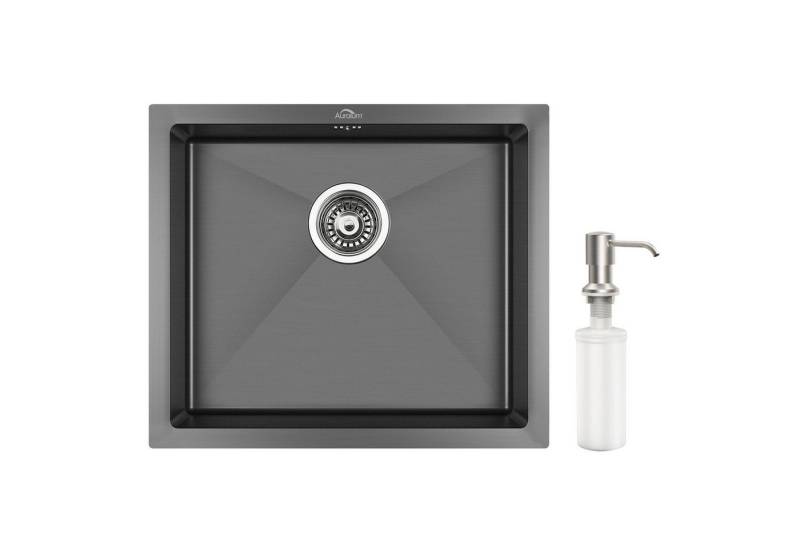 Auralum Max Einbauspüle Edelstahl Küchenspüle Spülbecken Spüle mit Ablaufgarnitur 50 x 43 cm, mit Seifenspender Edelstahlspüle von Auralum Max