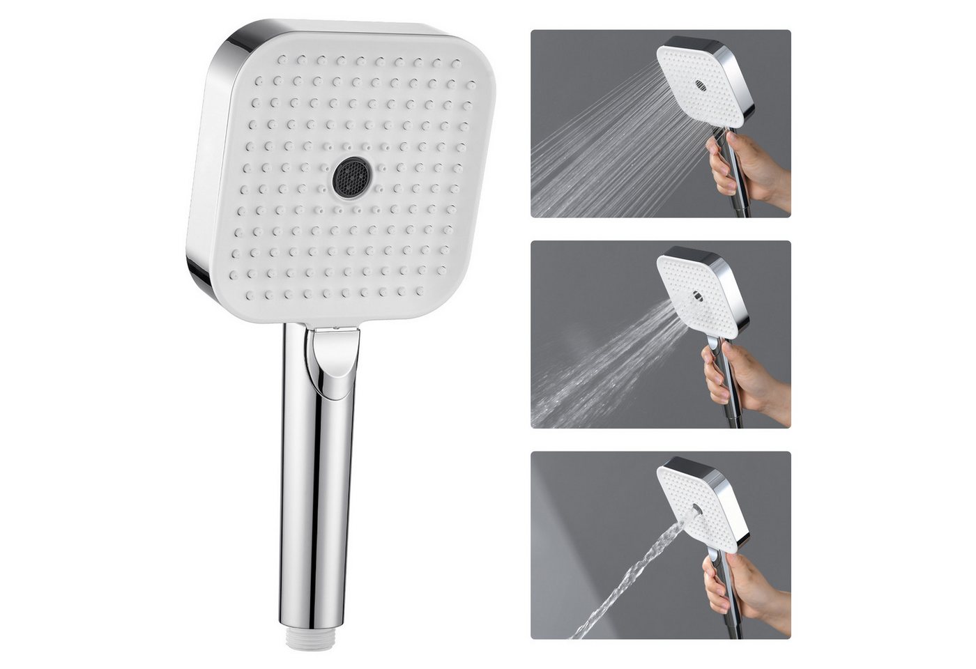 Auralum Max Handbrause 26cm Chrom Großer Durchfluss ABS Kann für Badewannen verwendet werden, (3 Strahlarten, 1-tlg., G1/2), Einfache Reinigung von Auralum Max