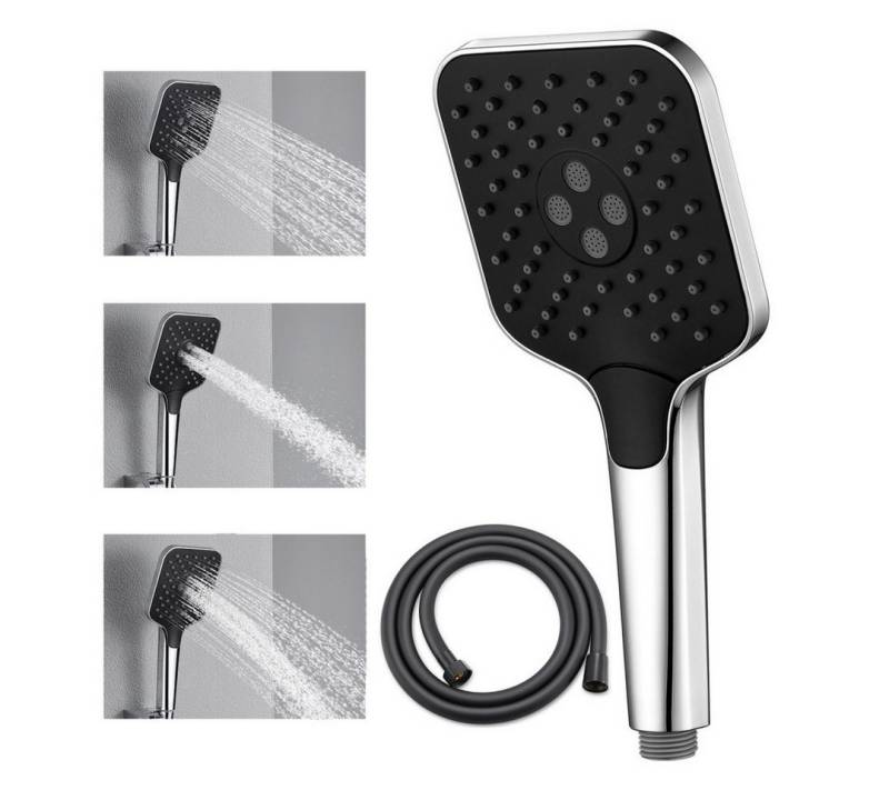 Auralum Max Handbrause 3 Strahlarten, ABS-Material, (Chrom/Schwarz, 1-tlg., Handbrausen), Mit PVC-Schlauch 1.5M von Auralum Max