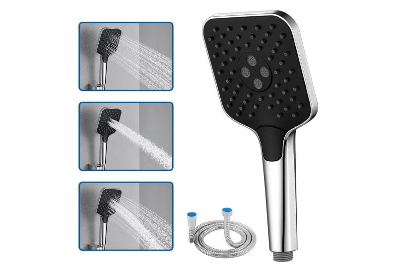 Auralum Max Handbrause mit 1,5m Schlauch Edelstahlschlauch, Duschkopf mit 3 Strahlarten, Anti-Verbrühschutz, Wassersparfunktion von Auralum Max