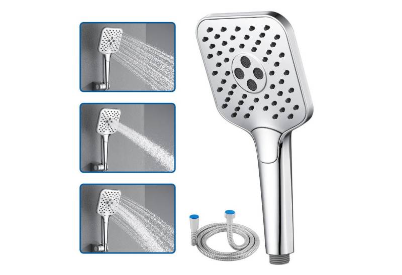 Auralum Max Handbrause mit 1,5m Schlauch Edelstahlschlauch, Duschkopf mit 3 Strahlarten, Anti-Verbrühschutz, Wassersparfunktion von Auralum Max