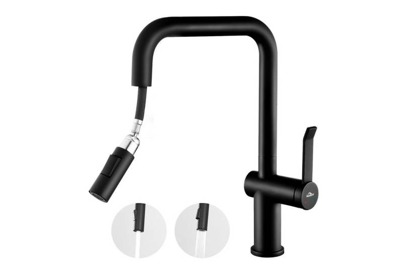 Auralum Max Küchenarmatur 360° Drehbar Ausziehbar Küchenarmatur 2 Brause Wasserhahn Edelstahl von Auralum Max
