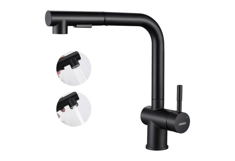 Auralum Max Küchenarmatur Schwarz Spültisch Mischbatterie 360° Ausziehbar Handbrause Armatur Hochdruck Spültischwasserhahn von Auralum Max