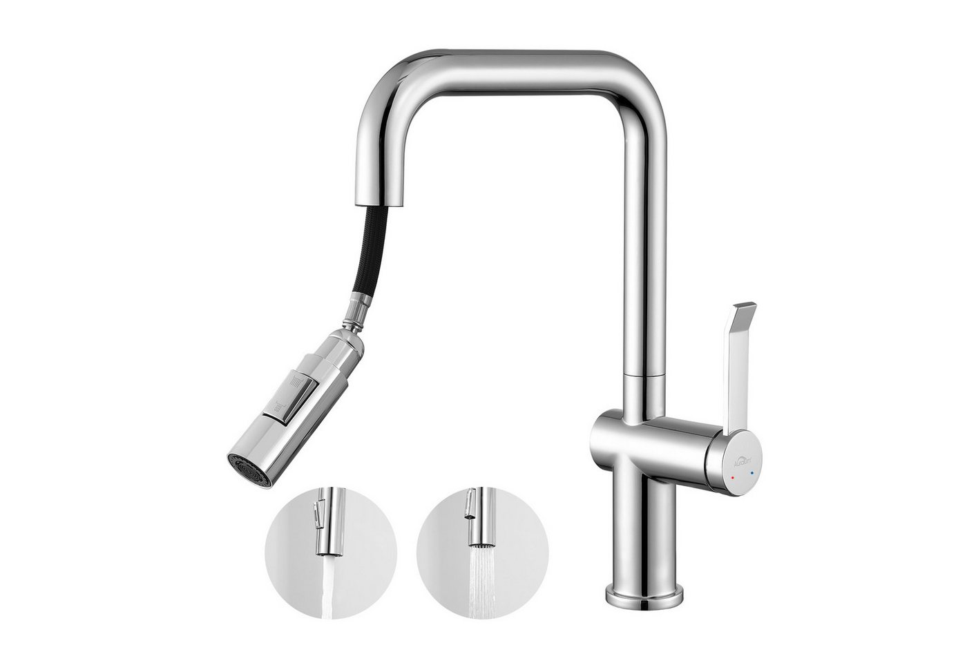 Auralum Max Spültischarmatur Edelstahl Küchenarmatur Ausziehbar Wasserhahn Mischbatterie 360° mit 2 Strahlarten Auralum Max Spültischarmatur Edelstahl Küchenarmatur Ausziehbar Wasserhahn Mischbatterie 360° mit 2 Strahlarten von Auralum Max