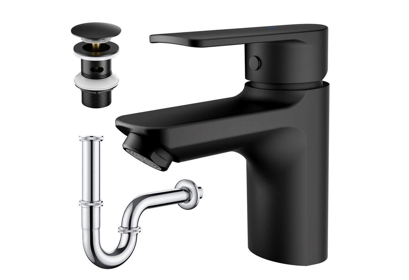 Auralum Max Waschtischarmatur Bad Wasserhahn Waschbecken Einhebel Mischbatterie Badarmatur Schwarz inklusive Pop Up Ventil und Siphon von Auralum Max