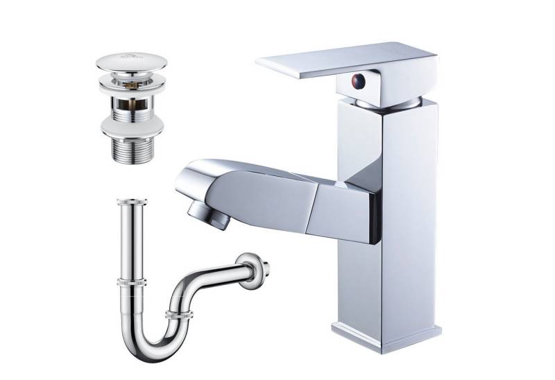 Auralum Max Waschtischarmatur mit Ausziehbar Brause Wasserhahn Waschbecken Bad Mischbatterie Chrom inklusive Pop Up Ventil +Sifon von Auralum Max