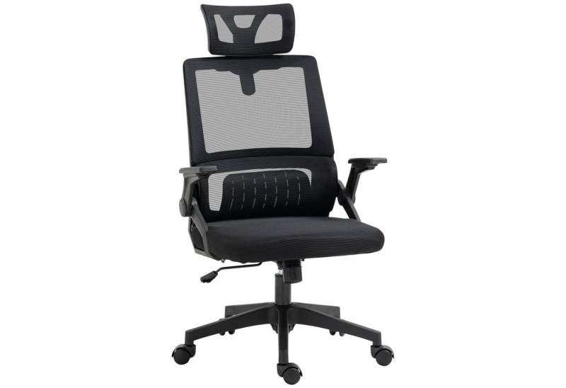 Auralum Bürostuhl Ergonomisch Schreibtischstuhl Chefsessel Höhenverstellbar Drehstuhl, mit Verstellbarer Kopfstütze und Armlehnen/Wippfunktion,Schwarz von Auralum