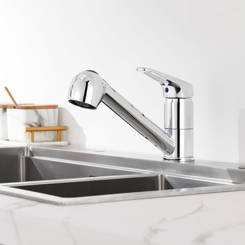 Auralum Einhebel Küchenarmatur mit 2 Strahlarten Geschirrbrause Wasserhahn Küche ausziehbar Spültischarmatur Armatur mit 360° schwenkbar Chrom Einhandmischer Mischbatterie für Küche von Auralum