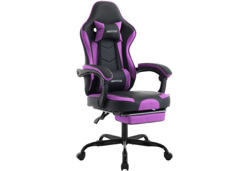 Auralum Gaming-Stuhl Bürostuhl Ergonomischer Gamer Stuhl mit Fußstütze, Kopfstütze, 360° Drehbar Schreibtischstuhl Computerstuhl, bis 150 kg Belastbarkeit von Auralum