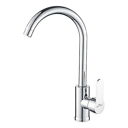 Auralum Wasserhahn Küche Hochdruck, Küchenarmatur mit Hoher Auslauf & Abnehmbarer Belüfter, Armatur Küche Verchromt 360° Drehbar, Spültischarmatur Küche mit 2*G3/8 Anschlüsse von Auralum