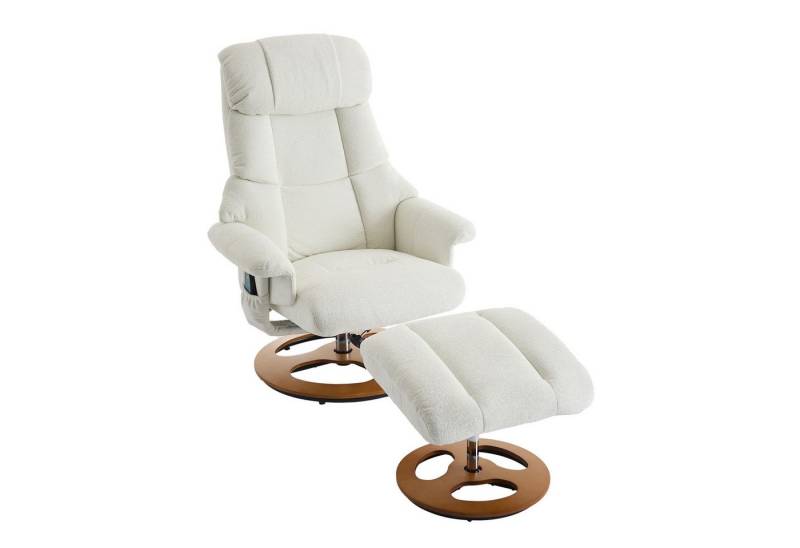 Auralum Massagesessel Chenille-Stoff Komfortabler Relaxsessel,Liegesessel mit Massage (mit Wärmefunktion, Liegefunktion,140° verstellbare Rückenlehne,360° Drehfunktion, bestehend aus Sessel und Hocker), mit Relaxfunktion von Auralum