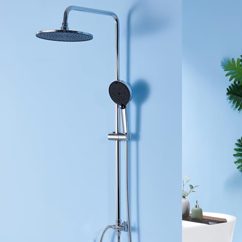 Auralum Regendusche ohne Armatur, Duscharmatur mit Ø 250 mm Runder Regendusche, 4 Strahlarten Duschkopf und Höhenverstellbarer Duschstange, Duschsystem ohne Armatur ideal zum Nachrüsten Auralum Regendusche ohne Armatur, Duscharmatur mit Ø 250 mm Runder Regendusche, 4 Strahlarten Duschkopf und Höhenverstellbarer Duschstange, Duschsystem ohne Armatur ideal zum Nachrüsten von Auralum
