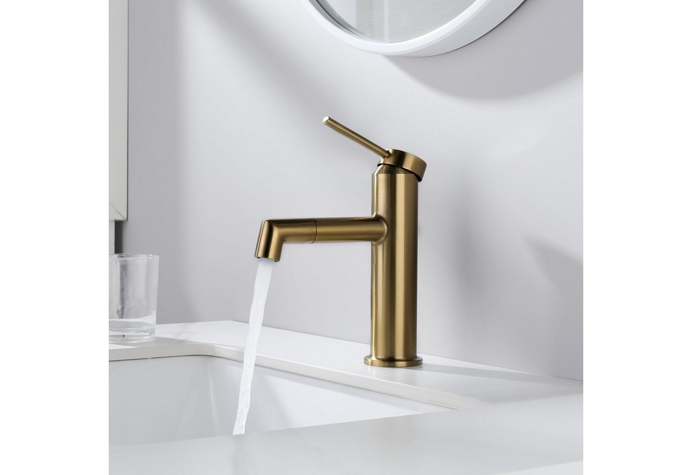 Auralum Waschtischarmatur Badezimmer-Wasserhahn moderner um 360°drehbarer Waschbecken-Wasserhahn von Auralum