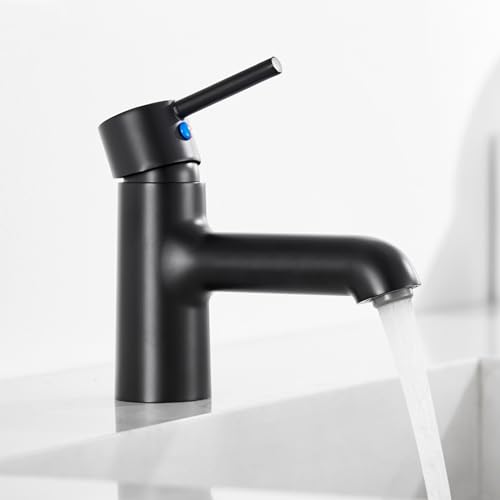 Auralum schwarze Badarmaturen, Höhe 134 mm, Einhebel-Wasserhahn Bad, Mischbatterie für Warm- und Kaltwasser, Waschtischarmatur für Badezimmer, Gästebäder. von Auralum