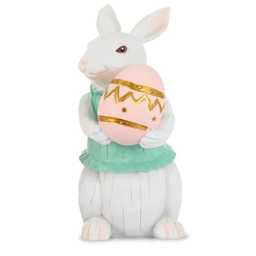 Aurasky Osterhasen Figuren, 15 cm Hase Figuren, Harz Osterhase, Kaninchen hält Osterei Osterfigur, Hasen Deko Figur, Bunny Figuren Ornament für Ostern Tisch Garten ​Frühling Deko von Aurasky