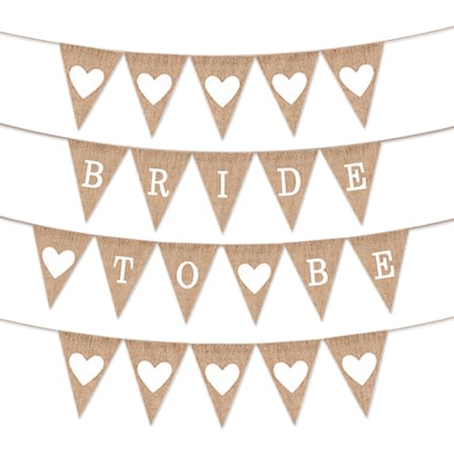 Bride To Be Girlande Herz Deko, JGA Deko Frauen Jute Boho Herz Banner, Bride To Be Wimpelkette JGA Accessoires für Braut Party Hochzeit von Aurasky