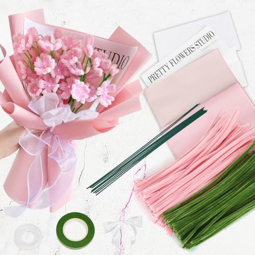 Pfeifenreiniger Blumen Rosa Set, Pfeifenputzer zum Basteln, 150 Stück Chenilledraht mit Geschenkpapier Geschenkband, Pipe Cleaner für DIY Handwerk Dekorationen Pfeifenreiniger Blumen Rosa Set, Pfeifenputzer zum Basteln, 150 Stück Chenilledraht mit Geschenkpapier Geschenkband, Pipe Cleaner für DIY Handwerk Dekorationen von Aurasky