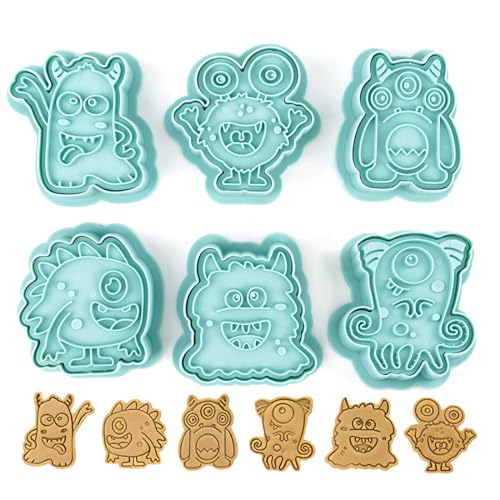 Weihnachten Ausstechfomen Set, 6 Stück Weihnachts Ausstecher Keksausstecher, 3D Weihnachten Plätzchenformen Cookie Cutter Keksform für Kinder Monster Keksform von Aurasky