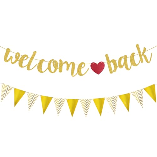Welcome Back Girlande mit Wimpel, Willkommen Zuhause Deko Gold, Welcome Home Banner, Herzlich Willkommen Girlande für Rückkehr Familienfeiern Einzug Schule Saison Party Dekoration Welcome Back Girlande mit Wimpel, Willkommen Zuhause Deko Gold, Welcome Home Banner, Herzlich Willkommen Girlande für Rückkehr Familienfeiern Einzug Schule Saison Party Dekoration von Aurasky